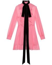 Gucci - Velvet Ties Silk-chiffon Dress - Lyst