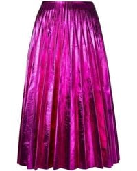Gucci - Pleated Metallic Leather Midi Skirt - Lyst