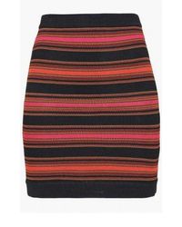 Balmain - Striped Stretch-knit Mini Skirt - Lyst