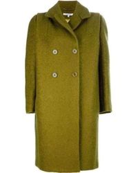 Carven Lime Green Mohair Double Breasted Oversized Pea Coat