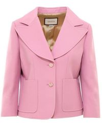 Gucci - Pink Silk And Wool Blazer Jacket - Lyst
