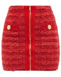 Balmain - Zipped Tweed Mini Skirt - Lyst