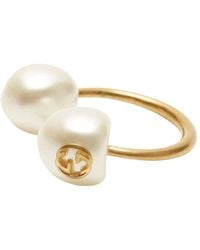 Gucci - Single Earring With Pearls In Gold - Lyst