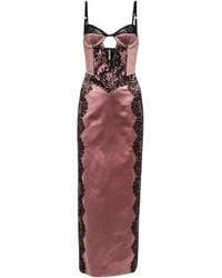 Gucci - Lace-trimmed Silk Satin Midi Dress - Lyst