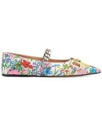 Gucci - X Ken Scott Floral Horsebit Leather Ballet Flats - Lyst