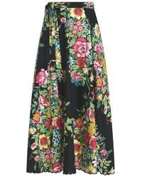 Etro - Floral Print Cotton Silk Wrap Midi Skirt - Lyst
