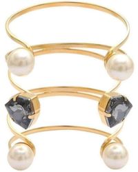 Helene Zubeldia Gold Swarovski Crystal Pearl Cuff Bracelet - Metallic