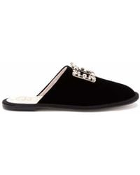 Roger Vivier - Hotel Vivier Crystal-buckle Velvet Slippers - Lyst