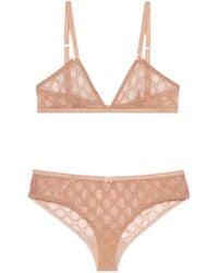Gucci - GG All Over Embroidered Tulle Lingerie Set - Lyst