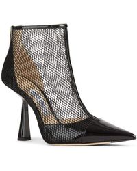 Jimmy Choo - Kix 100 Fishnet And Patent-leather Ankle Boots It 38.5 - Lyst