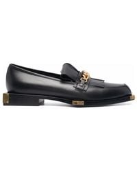 Balmain - Black Tomi Chain-detail Leather Loafers - Lyst