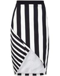Mugler - Striped Stretch Crepe Skirt - Lyst