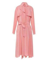 Cedric Charlier - Pink Silk Georgette Trench Coat - Lyst