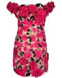 Oscar de la Renta - Dahlia Floral-appliqué Mini Dress - Lyst