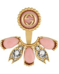 Gucci - Interlocking G Crystal Single Earring In Gold-tone Brass - Lyst