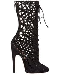 Alaïa - Mid Calf Stiletto Boots - Lyst