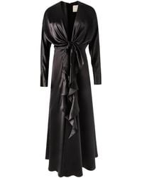 Alejandra Alonso Rojas - Knot Silk Dress With Ruffles - Lyst