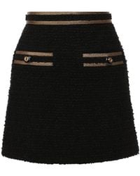 Gucci - Metallic-trimmed Cotton-blend Tweed Mini Skirt - Lyst