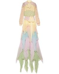 Gucci - Ruffled Silk Gown Embellished With Pearls & Rhinestones - Lyst