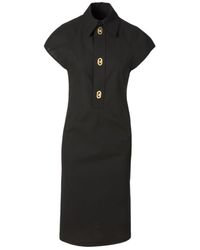 Bottega Veneta - Button-detailed Cotton-blend Midi Shirt Dress - Lyst