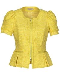 Nina Ricci - Yellow Tweed Cropped Blazer Jacket - Lyst