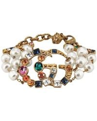 Gucci - Crystal Double G Bracelet - Lyst