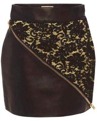 Fausto Puglisi - Leather And Lace Mini Skirt - Lyst