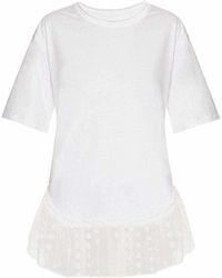 Chloé - Lace Trimmed Short Sleeve T-shirt - Lyst