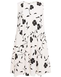 Oscar de la Renta - Pleated Floral-print Grain De Poudre Dress - Lyst