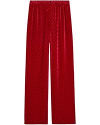 Gucci - GG Velvet Devoré Wide-leg Pants - Lyst
