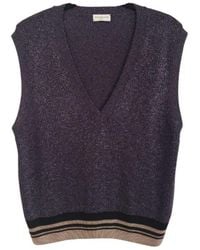 Dries Van Noten - Purple Lurex V-neck Sleeveless Top - Lyst