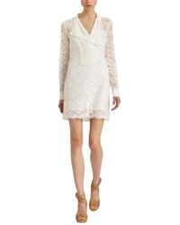 BCBGMAXAZRIA - Contrast Bib Lace Silk Tunic Dress - Lyst