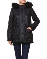 BCBGMAXAZRIA - Black Genova Quilted Distressed Coat - Lyst