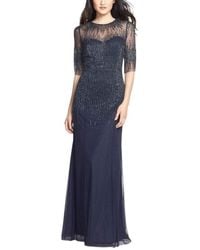 Adrianna Papell - 91896950 Embellished Illusion Jewel Sheath Gown - Lyst