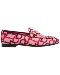 Gucci - Jordaan Pink Horsebit Canvas Loafer - Lyst
