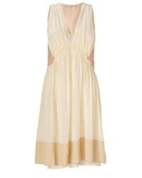 Vanessa Bruno - Beige Color Blocked Silk Dress - Lyst