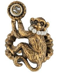 Gucci - Monkey Ring In Metal In Pearl - Lyst
