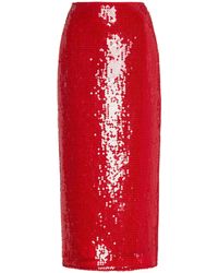David Koma - Red Sequinned Midi Skirt - Lyst