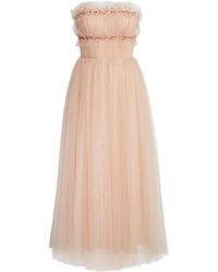 Jason Wu - Strapless Ruched Tulle Midi Cocktail Dress - Lyst
