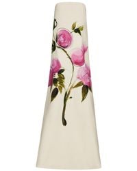 Oscar de la Renta - Painted Roses Strapless Wool Gown - Lyst