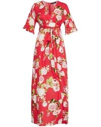 BCBGMAXAZRIA - Floral-print Faux-wrap Maxi Dress - Lyst