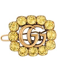 Gucci - Yellow Crystal-embellished Interlocking G Hair Clip - Lyst
