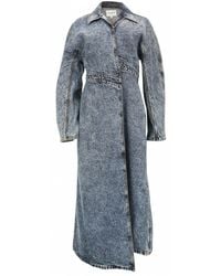 Alaïa - Spiral Denim Trench Coat - Lyst