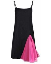 Christopher Kane - Black Strappy Dress With Neon Pink Godets - Lyst
