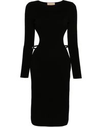 Gucci - Cotton And Silk Midi Dress With Crystal G Square - Lyst
