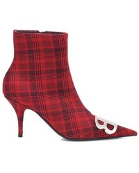 Balenciaga - Logo Plaid Canvas Ankle Boots - Lyst