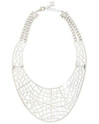 BCBGMAXAZRIA - Silver Filigree Plate Necklace - Lyst