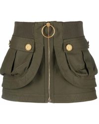 Balmain - Patch-pockets Mini Denim Skirt - Lyst