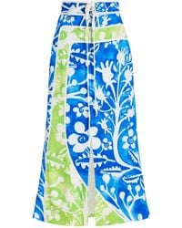Rosie Assoulin - O'delia Colorblock Floral Midi Skirt - Lyst