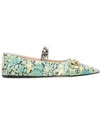 Gucci - Floral Horsebit Ballerina Shoes - Lyst